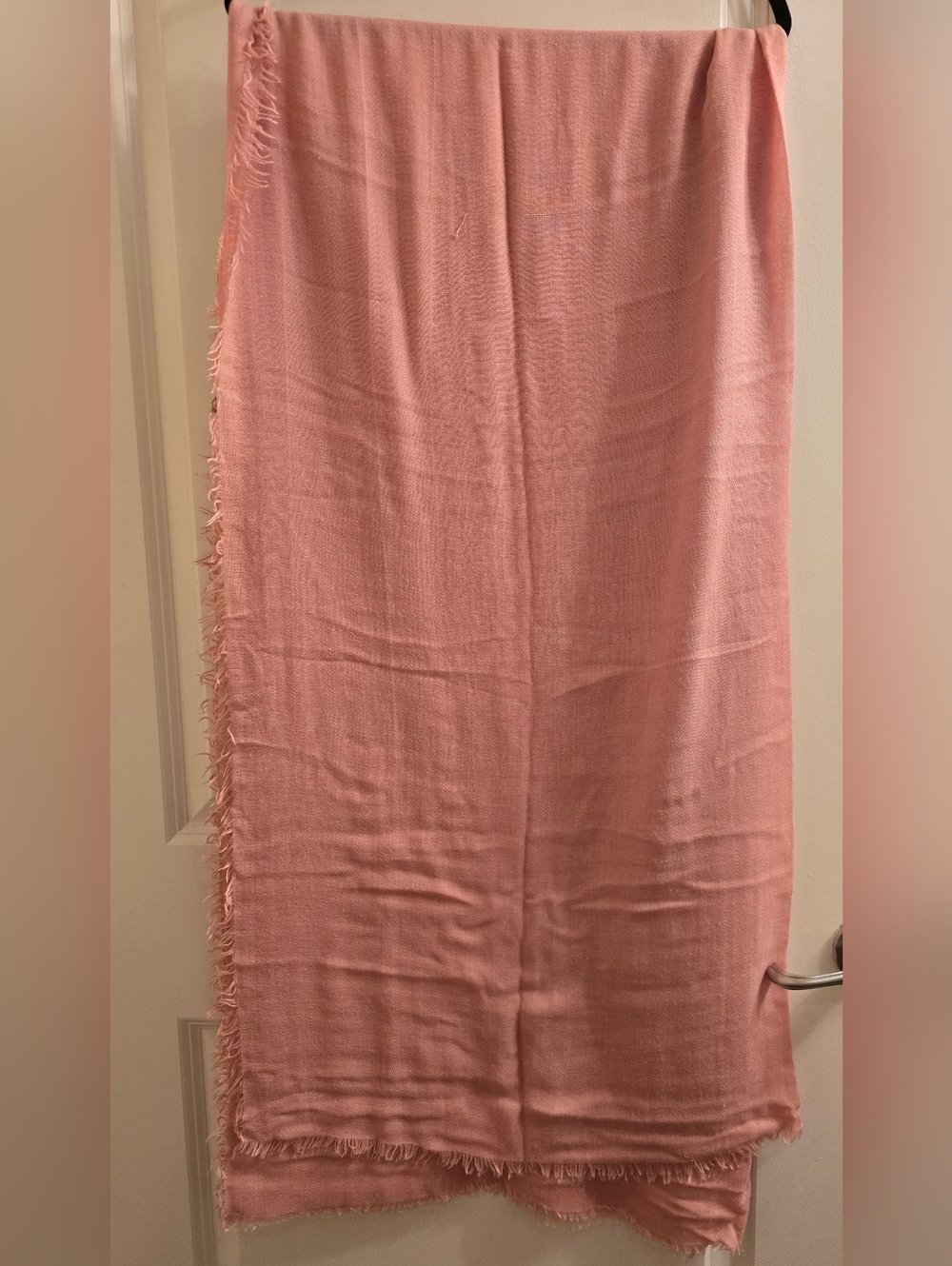 Soft Pink Lightweight Fringe Scarf 42" X 40"
